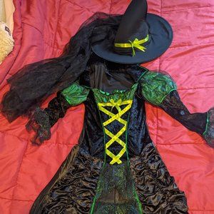 Long leg avenue green and black witch costume